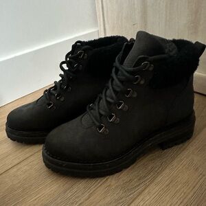 M. Gemi The Alpi City-Chic Hiker Boots Black Leather & Shearling